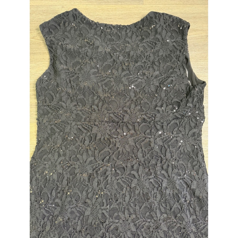 Lauren Ralph Lauren Black Sequin Lace Ruched V-Neck Cocktail Dress 18W - Picture 9 of 9